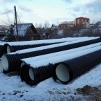 Строительство ливневой канализации по ул. 10 лет Октября г. Ижевск Гофрированная труба "Корсис"